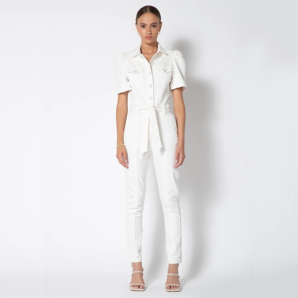 Tart Classic White Button-Up Jumpsuit- Great for bridal or bachelorette parties